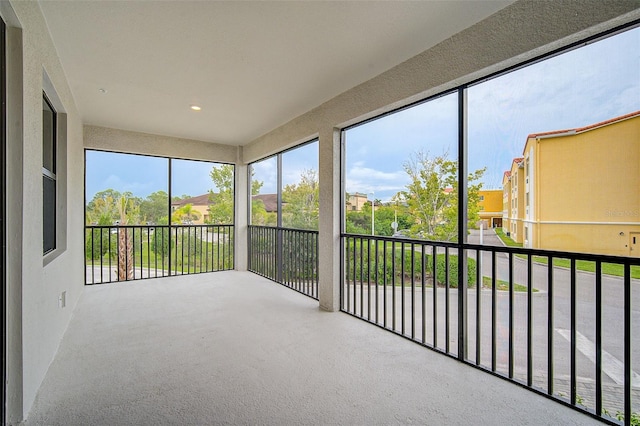 view of unfurnished sunroom