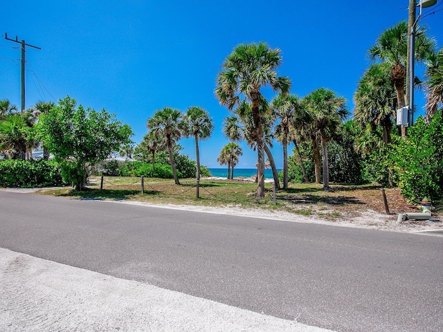 view of road with a water view