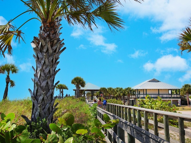 property view of water with a gazebo