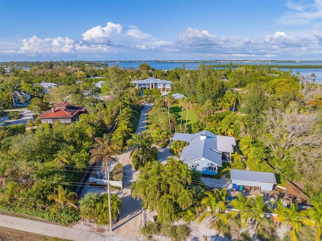 bird's eye view featuring a water view