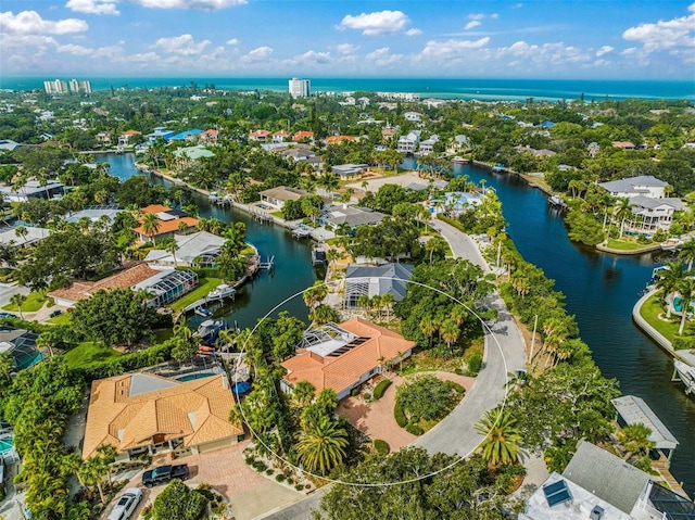 bird's eye view featuring a water view