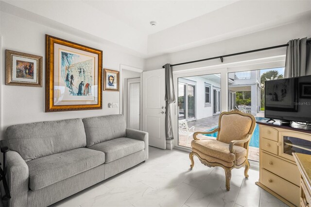 view of tiled living room