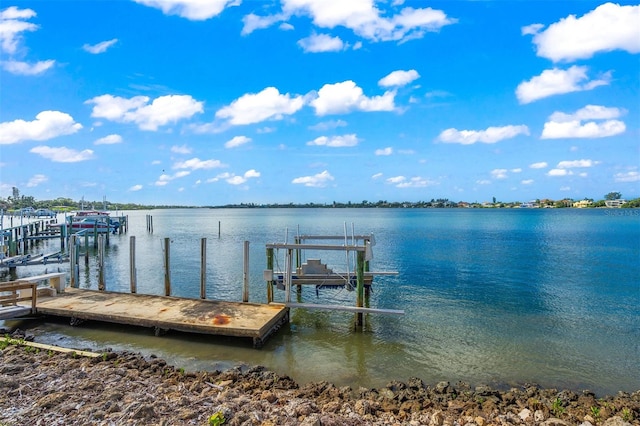 dock area featuring a water view