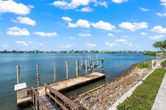 view of dock featuring a water view