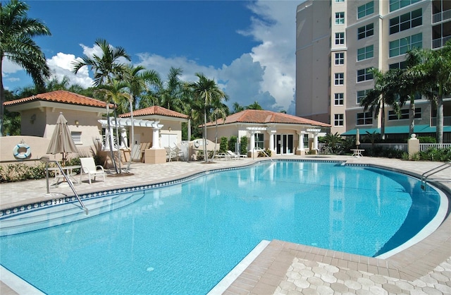 view of pool featuring a patio area