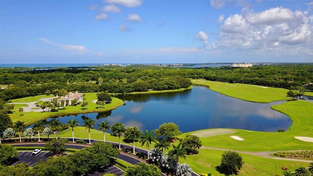 401 N Point Rd Unit 901, Osprey, FL 34229 - drone / aerial view of a nearby body of water and a golf course