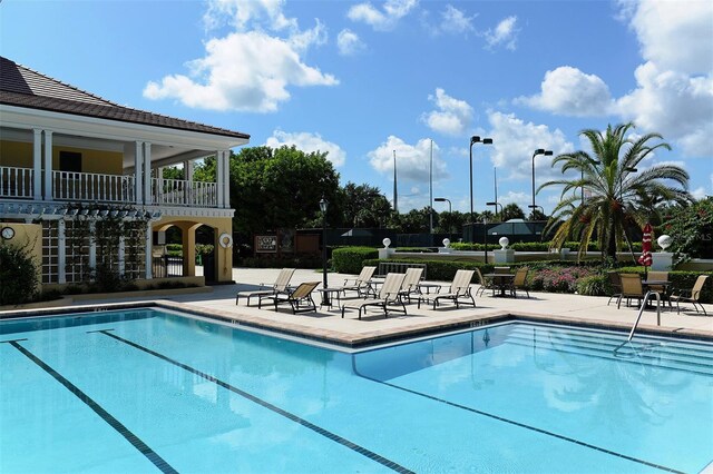 view of pool featuring a patio