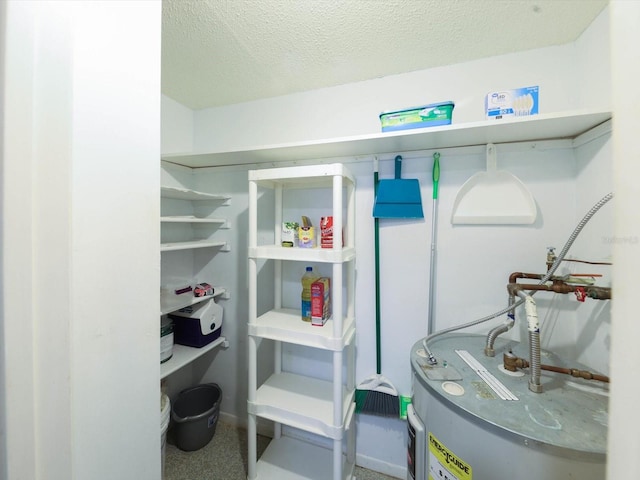 storage area featuring electric water heater