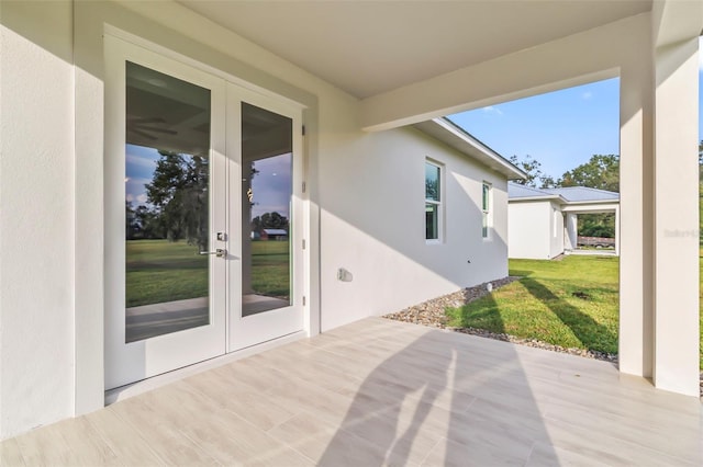 view of terrace with french doors