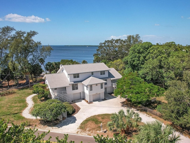 bird's eye view featuring a water view