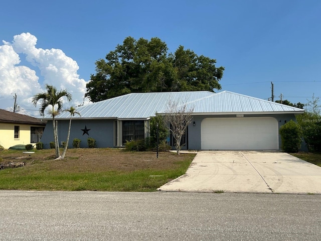 single story home with a garage