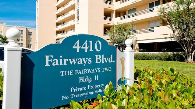 view of community sign