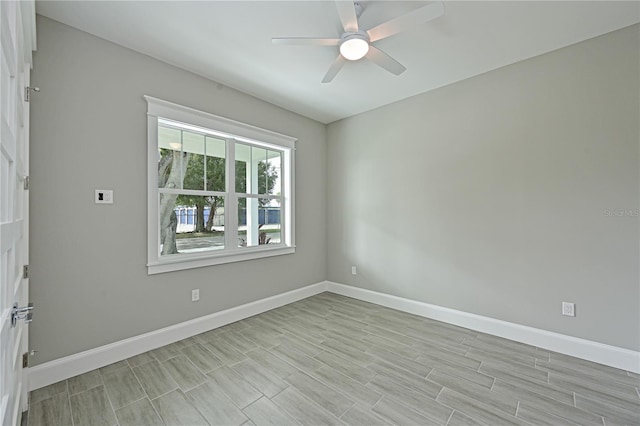 spare room featuring ceiling fan