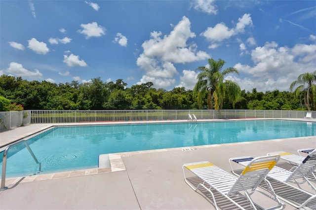 view of swimming pool with a patio