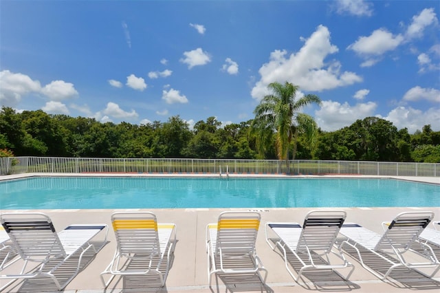 view of swimming pool featuring a patio