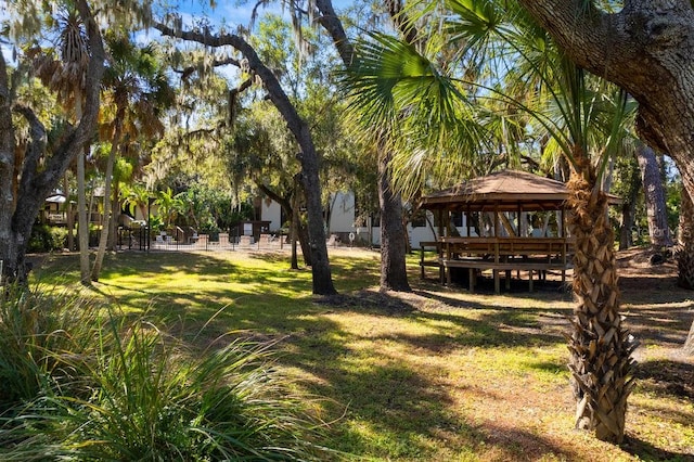 view of yard with a gazebo