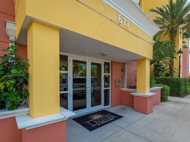 property entrance with french doors