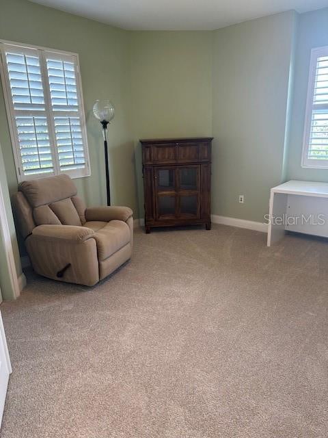 sitting room with light carpet