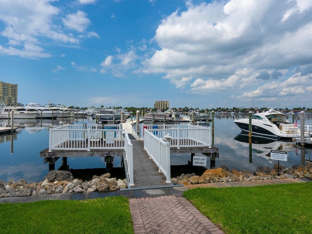 dock area featuring a water view