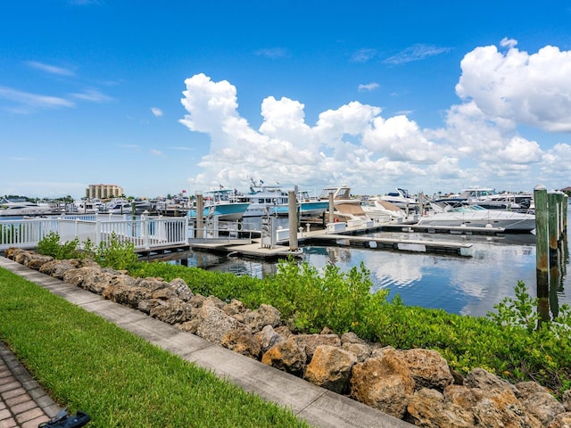 view of dock featuring a water view