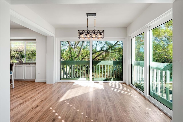 interior space featuring a healthy amount of sunlight and light hardwood / wood-style floors