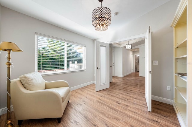 sitting room with light wood-type flooring