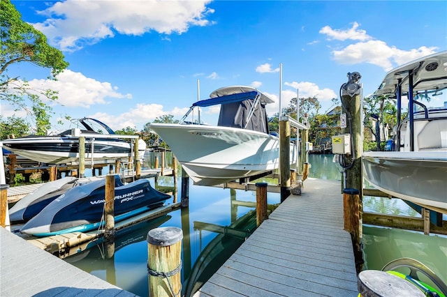 view of dock featuring a water view