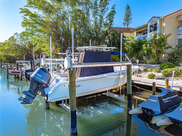 dock area featuring a water view