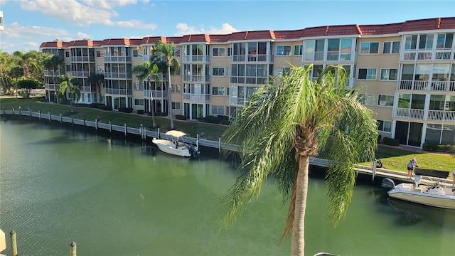 exterior space with a boat dock