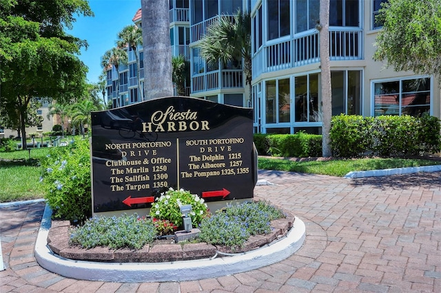 view of community sign