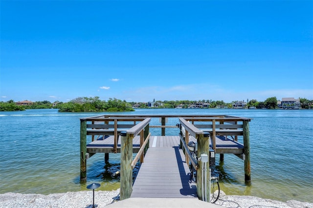 view of dock featuring a water view