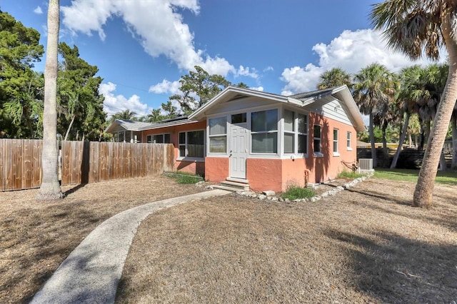 view of front of home featuring central AC