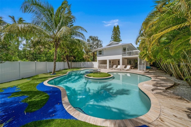 view of pool featuring a patio