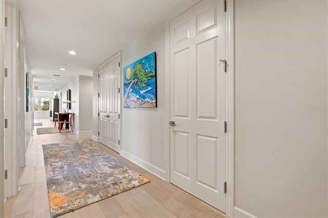 hall featuring light wood-type flooring