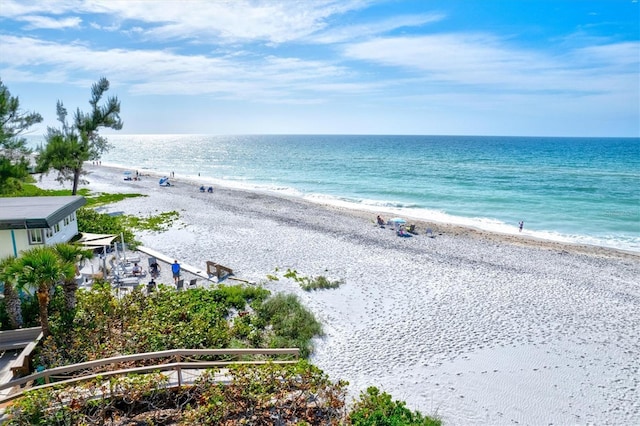 view of water feature with a view of the beach