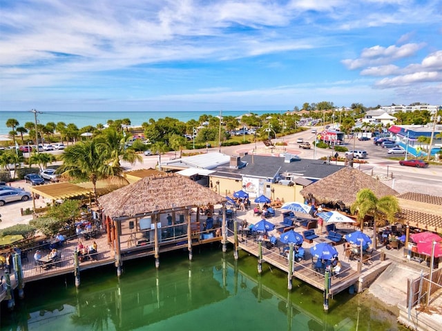 bird's eye view featuring a water view