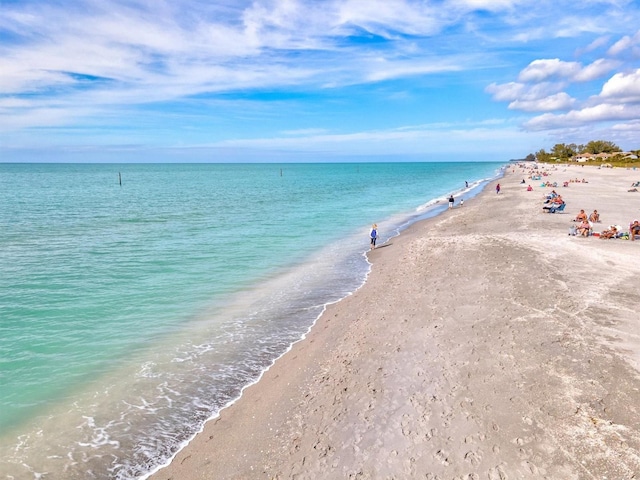 property view of water featuring a view of the beach