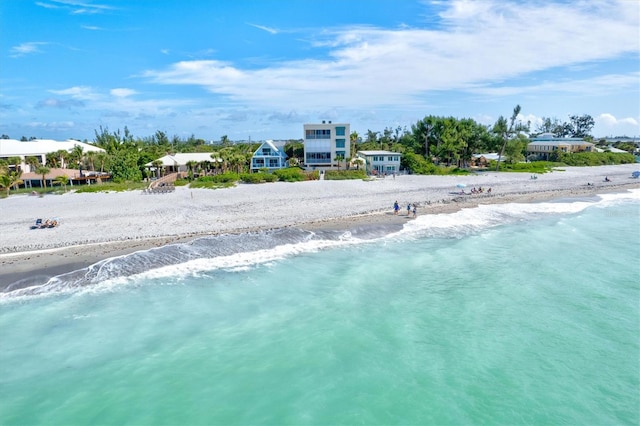 aerial view with a view of the beach and a water view