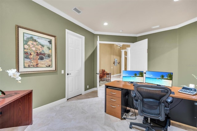 office with crown molding