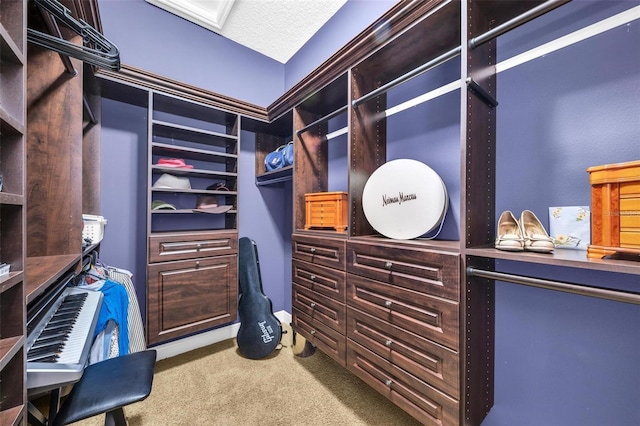 walk in closet featuring carpet