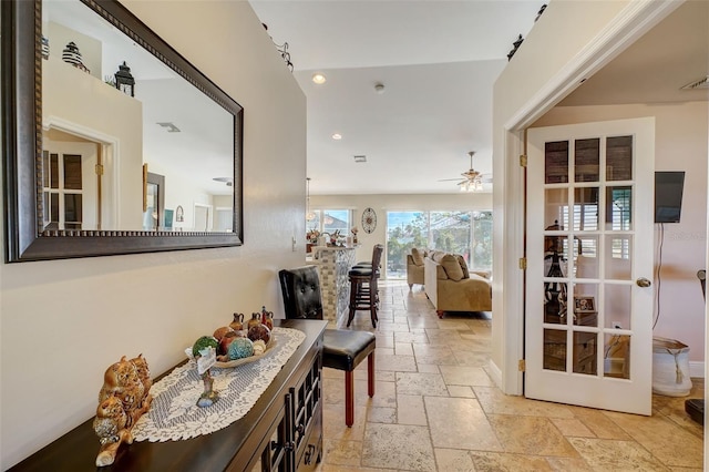 hallway with french doors