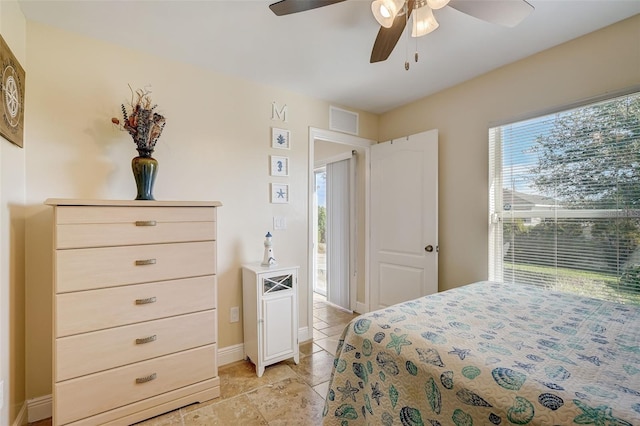 bedroom featuring ceiling fan