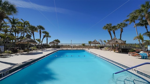 view of pool with a gazebo and a patio