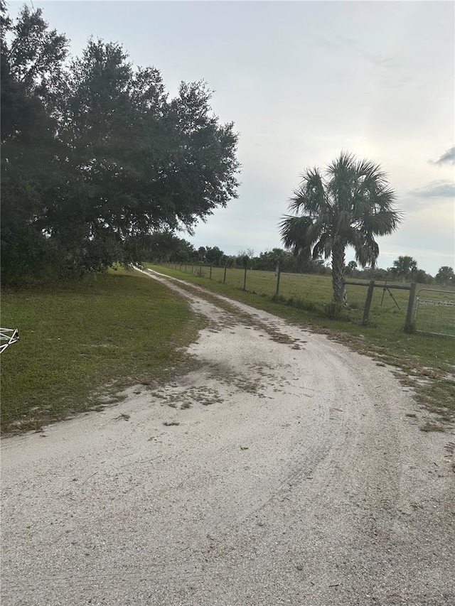 view of street with a rural view