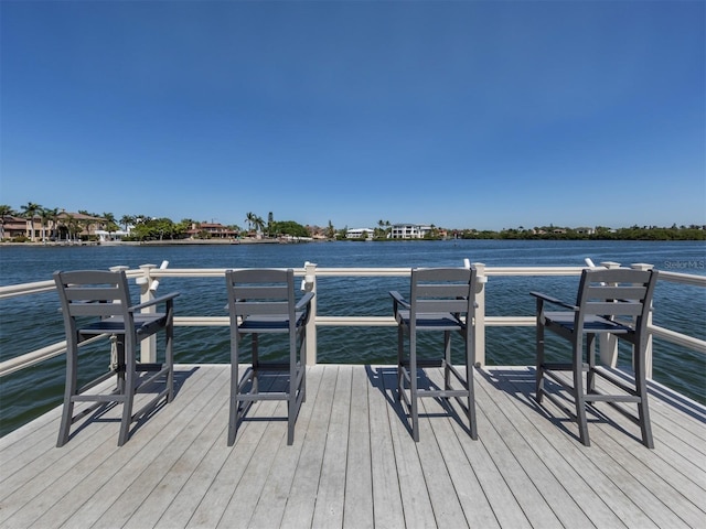 view of dock featuring a water view