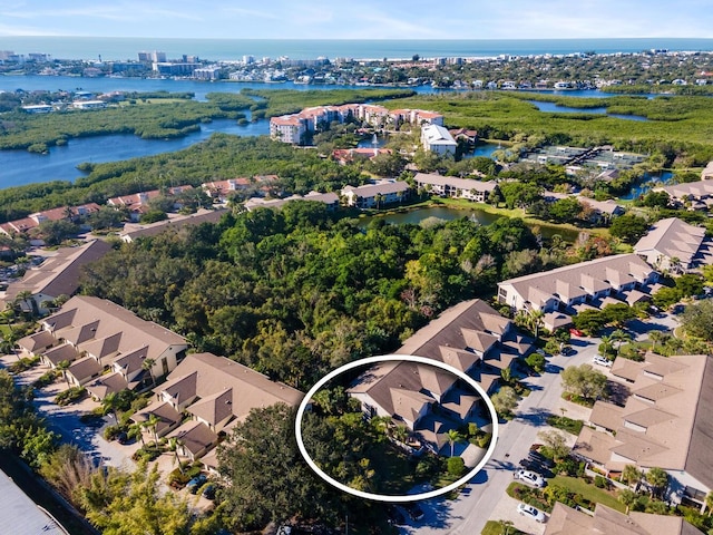 1654 Starling Dr Unit 201, Sarasota, FL 34231 - aerial view featuring a water view and a residential view