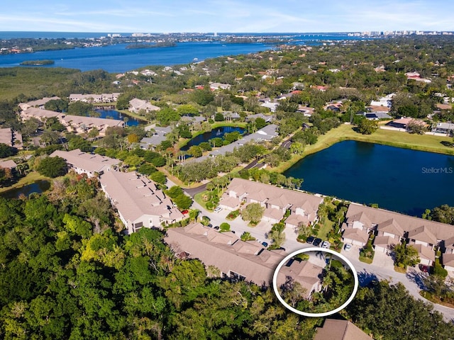 1654 Starling Dr Unit 201, Sarasota, FL 34231 - bird's eye view featuring a water view and a residential view
