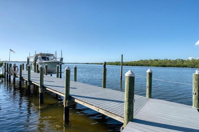 view of dock featuring a water view