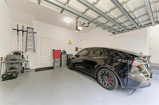 garage with a garage door opener