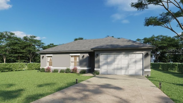 view of front facade featuring a garage and a front yard